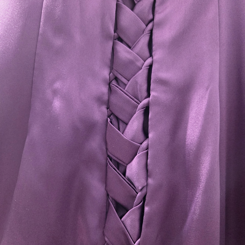 Elegant One Shoulder Satin Dress in Deep Purple - Picture 7 of 12